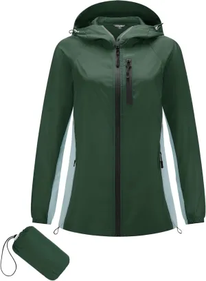 LOMON Lightweight Active Rain Jacket Hooded Water Resistant Raincoat Windbreaker Casual Jacket