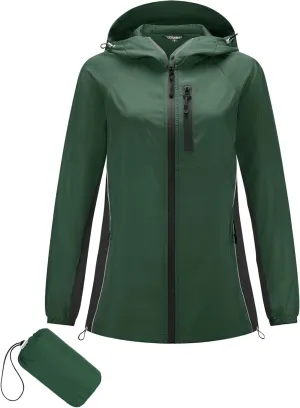 LOMON Lightweight Active Rain Jacket Hooded Water Resistant Raincoat Windbreaker Casual Jacket