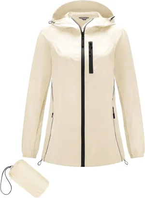 LOMON Lightweight Active Rain Jacket Hooded Water Resistant Raincoat Windbreaker Casual Jacket