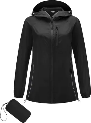 LOMON Lightweight Active Rain Jacket Hooded Water Resistant Raincoat Windbreaker Casual Jacket