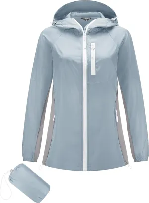 LOMON Lightweight Active Rain Jacket Hooded Water Resistant Raincoat Windbreaker Casual Jacket