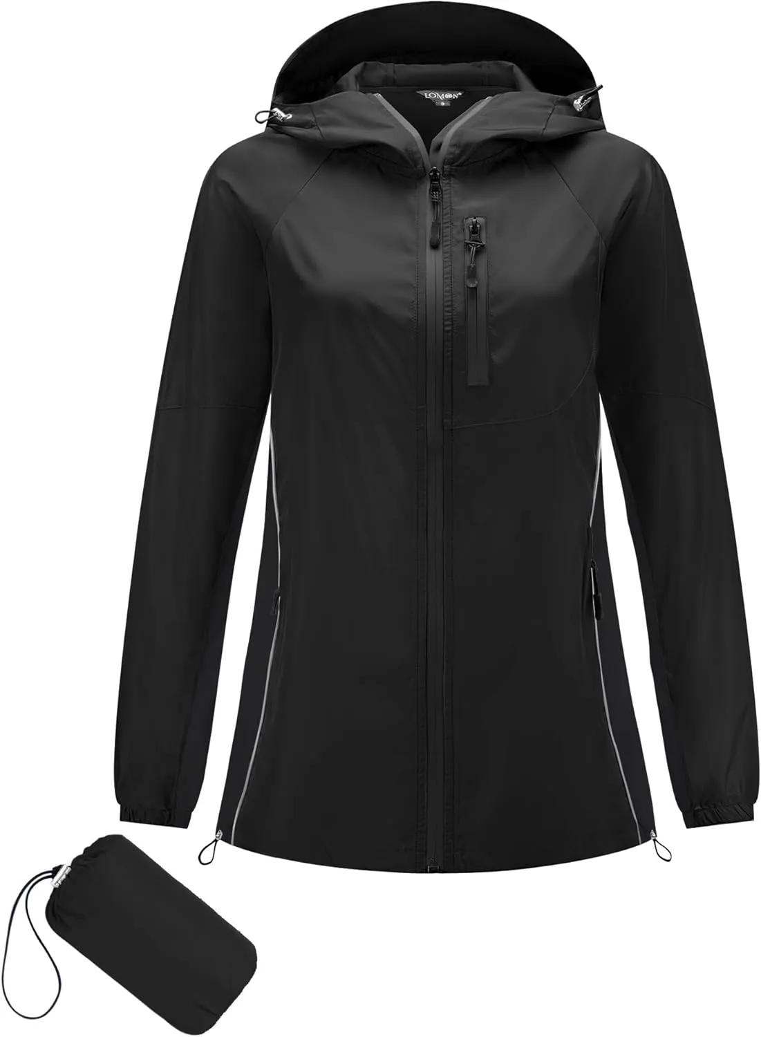 LOMON Lightweight Active Rain Jacket Hooded Water Resistant Raincoat Windbreaker Casual Jacket