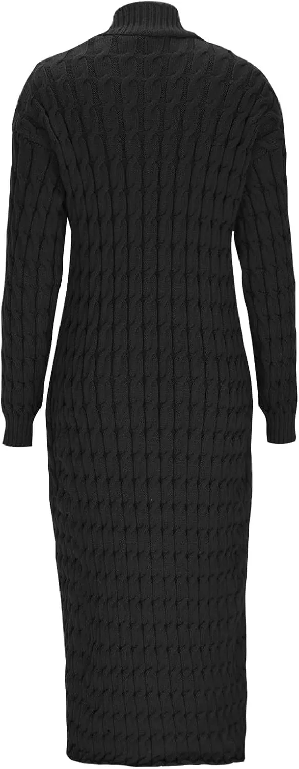 Long Cardigan Sweaters for Women Casual Cable Knit Chunky Sweater Coats Solid Color Trendy Comfy Maxi Outerwear