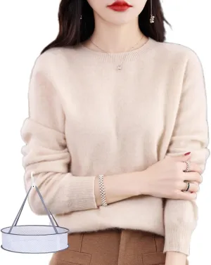LOSD Cashmere Sweater for Women - Merino Wool Crewneck Sweater