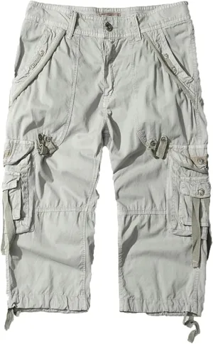 Maiyifu-GJ Men's Elastic 3/4 Cargo Shorts Casual Loose Fit Below Knee Long Shorts Multi-Pocket Cotton Hiking Short Pants