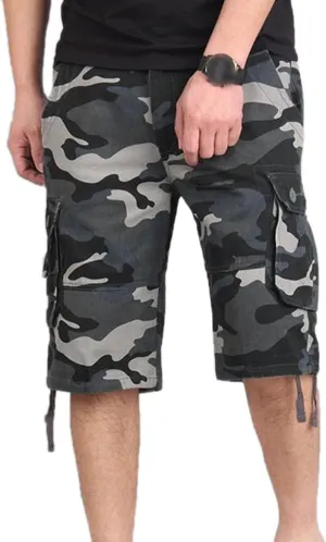 Maiyifu-GJ Men's Multi Pocket Cotton Hiking Shorts Lightweight Casual Loose Fit Cargo Shorts Summer Elastic Waist Short Pants