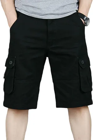 Maiyifu-GJ Men's Multi Pocket Cotton Hiking Shorts Lightweight Casual Loose Fit Cargo Shorts Summer Elastic Waist Short Pants