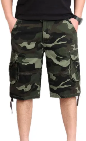 Maiyifu-GJ Men's Multi Pocket Cotton Hiking Shorts Lightweight Casual Loose Fit Cargo Shorts Summer Elastic Waist Short Pants