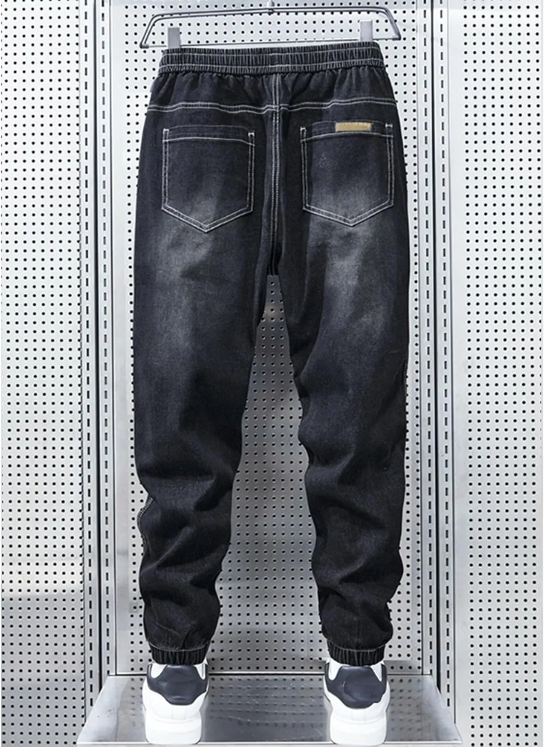 Maiyifu-GJ Men's Ripped Joggers Denim Pants Elastic Waist Casual Pull On Jean Pants Lightweight Distressed Jeans Trousers