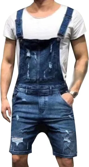 Maiyifu-GJ Men's Ripped Scratched Overalls Jeans with Pockets Slim Fit Ripped Jumpsuit Rompers Denim Distressed Bib Jumpsuits