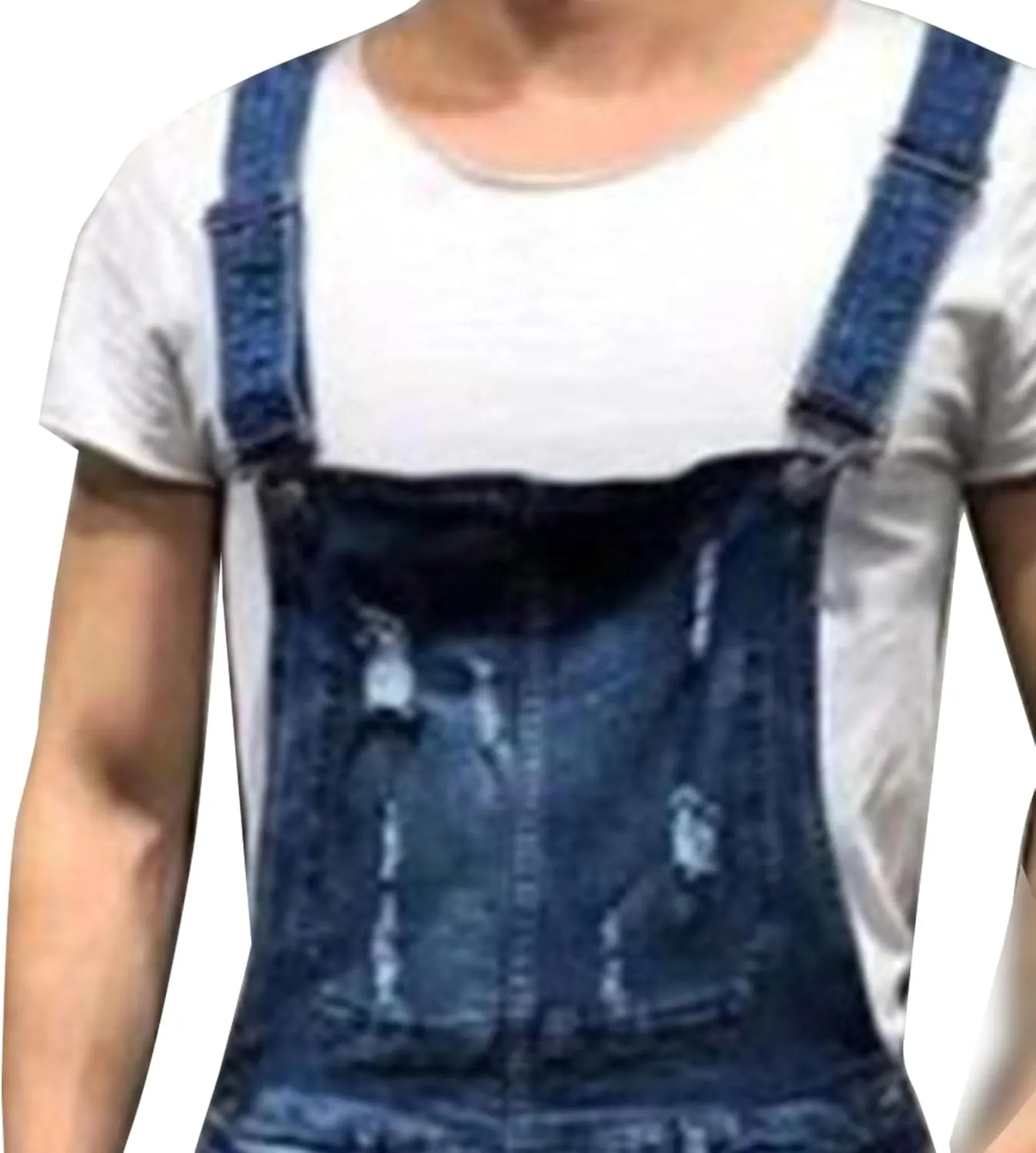 Maiyifu-GJ Men's Ripped Scratched Overalls Jeans with Pockets Slim Fit Ripped Jumpsuit Rompers Denim Distressed Bib Jumpsuits