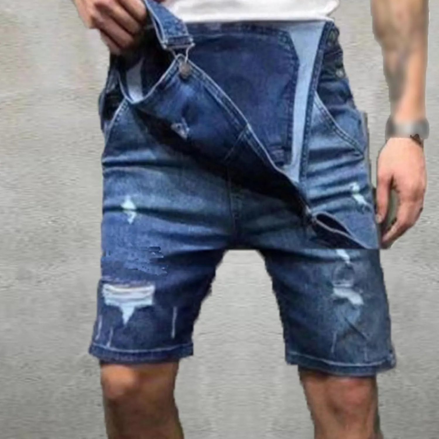 Maiyifu-GJ Men's Ripped Scratched Overalls Jeans with Pockets Slim Fit Ripped Jumpsuit Rompers Denim Distressed Bib Jumpsuits