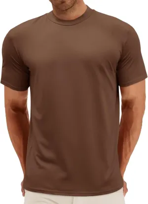 Makkrom Mens Mock Turtleneck T-Shirts Summer Short Sleeve Basic Tees Casual Solid Pullover Tops