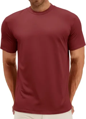 Makkrom Mens Mock Turtleneck T-Shirts Summer Short Sleeve Basic Tees Casual Solid Pullover Tops