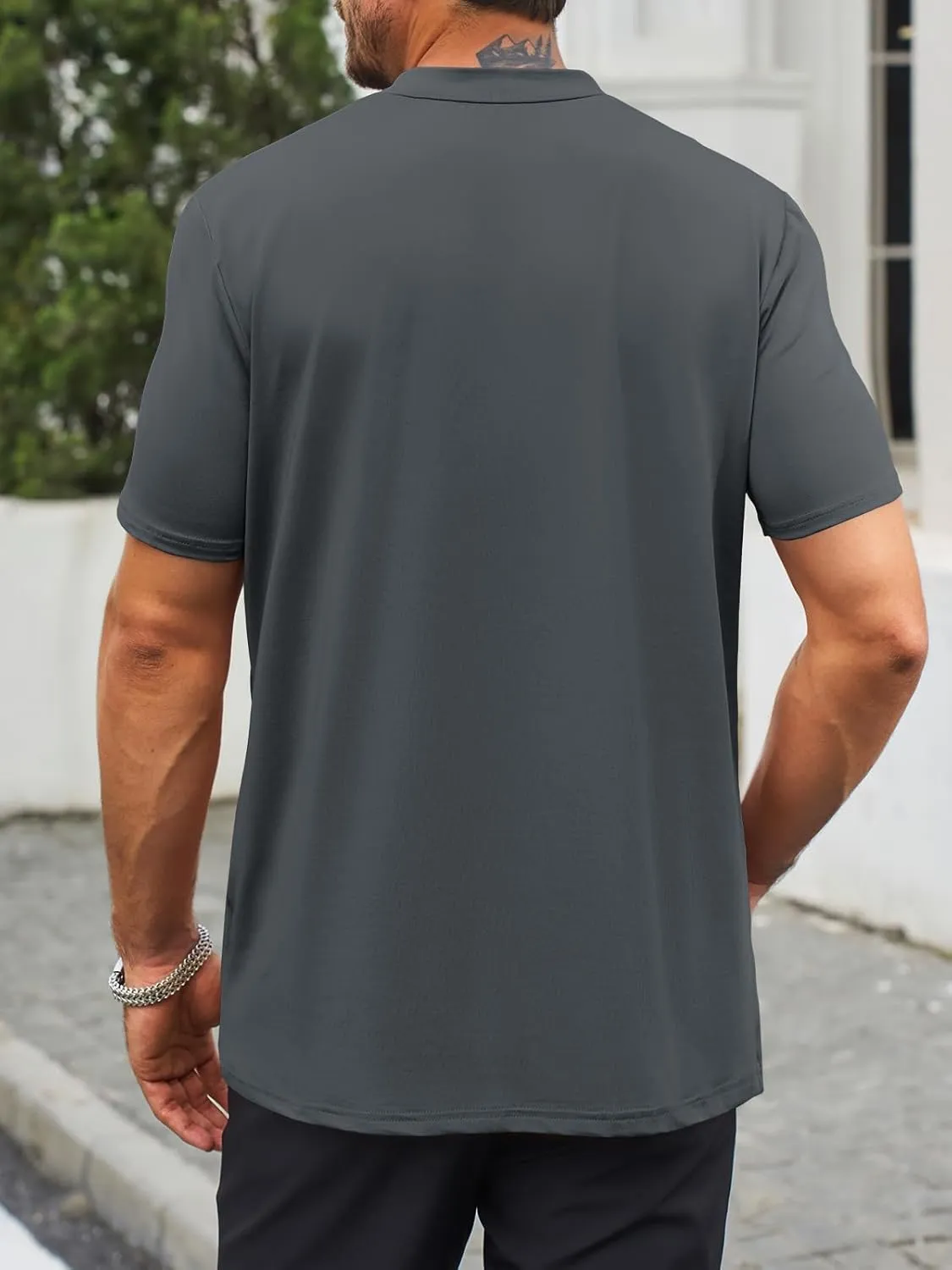Makkrom Mens Mock Turtleneck T-Shirts Summer Short Sleeve Basic Tees Casual Solid Pullover Tops