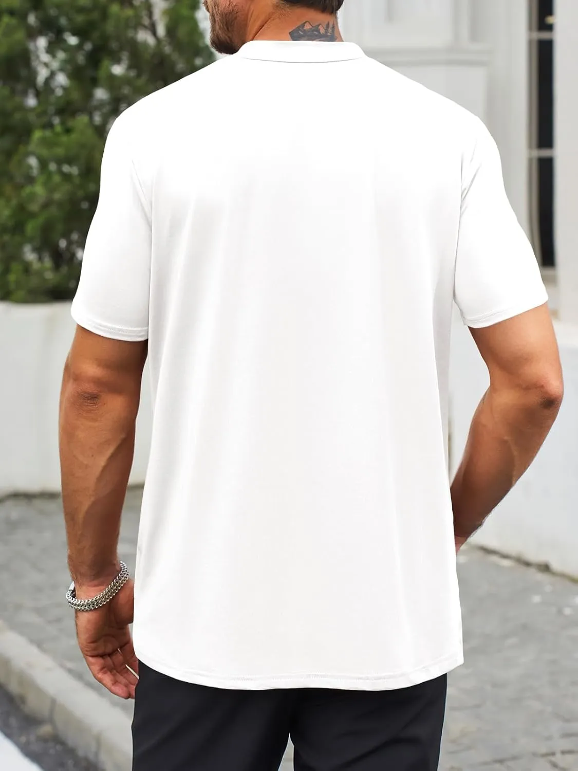 Makkrom Mens Mock Turtleneck T-Shirts Summer Short Sleeve Basic Tees Casual Solid Pullover Tops