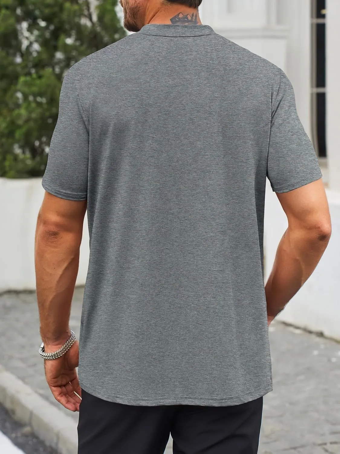 Makkrom Mens Mock Turtleneck T-Shirts Summer Short Sleeve Basic Tees Casual Solid Pullover Tops