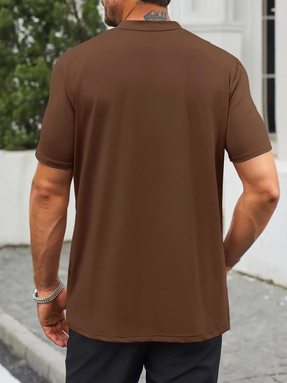 Makkrom Mens Mock Turtleneck T-Shirts Summer Short Sleeve Basic Tees Casual Solid Pullover Tops