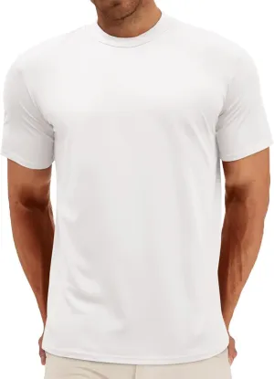 Makkrom Mens Mock Turtleneck T-Shirts Summer Short Sleeve Basic Tees Casual Solid Pullover Tops