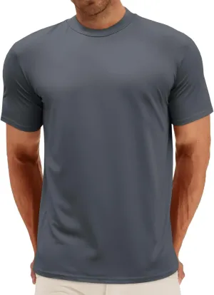 Makkrom Mens Mock Turtleneck T-Shirts Summer Short Sleeve Basic Tees Casual Solid Pullover Tops