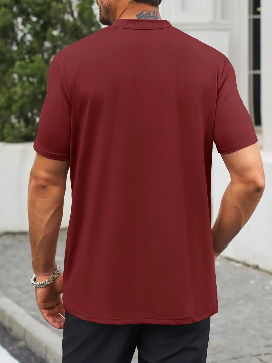 Makkrom Mens Mock Turtleneck T-Shirts Summer Short Sleeve Basic Tees Casual Solid Pullover Tops