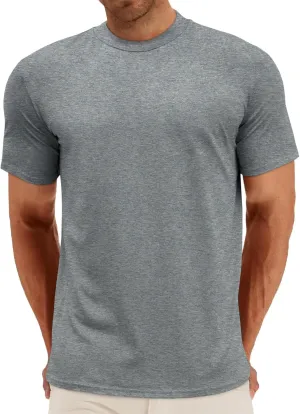 Makkrom Mens Mock Turtleneck T-Shirts Summer Short Sleeve Basic Tees Casual Solid Pullover Tops