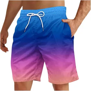 Man Beach Shorts Pants Shorts for Man Loose Fit Hawaiian Pleated Striped Tropical Straight Leg Fall Summer 2025