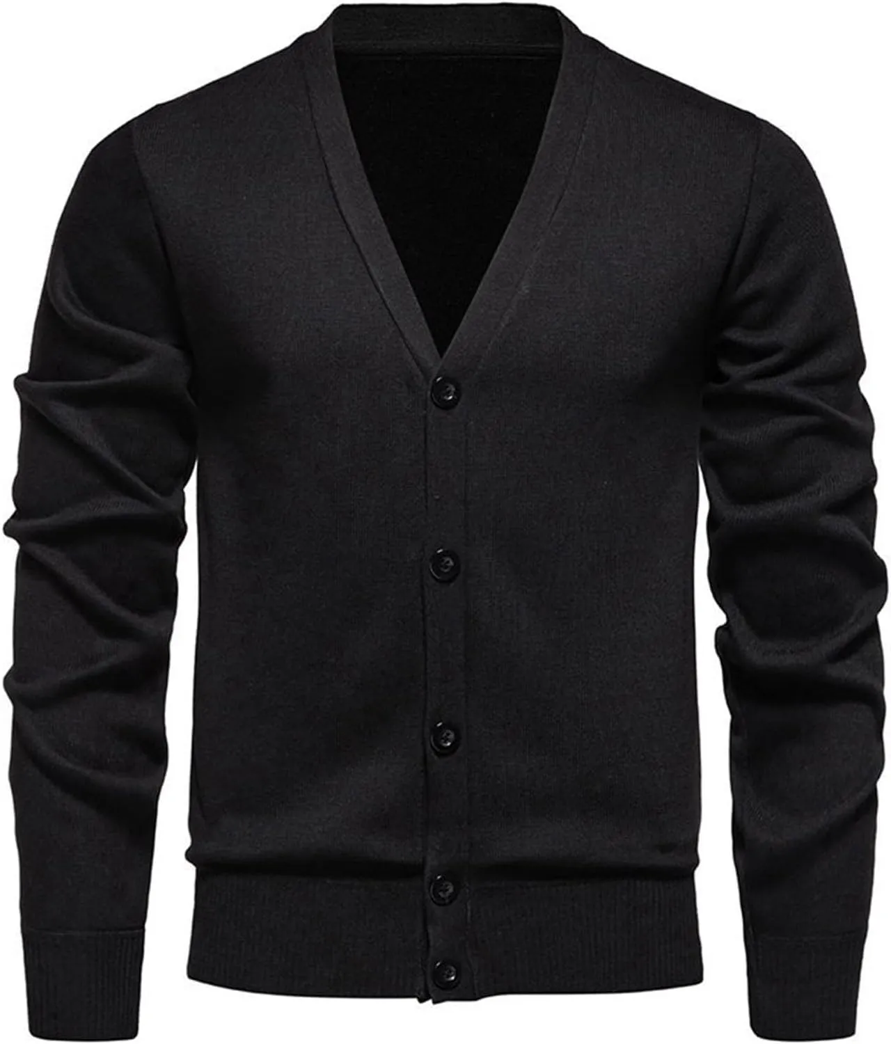 Men Knit Cardigan Sweater Button Down Knit Sweater Stand Collar Long Sleeve Sweater Lightweight V Neck Cardigan