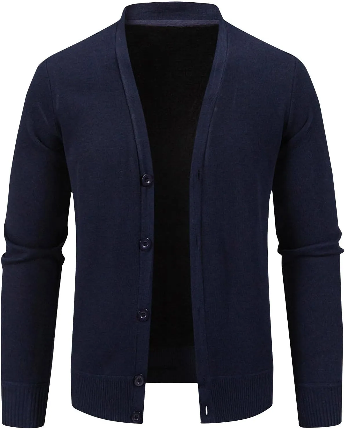 Men Knit Cardigan Sweater Button Down Knit Sweater Stand Collar Long Sleeve Sweater Lightweight V Neck Cardigan