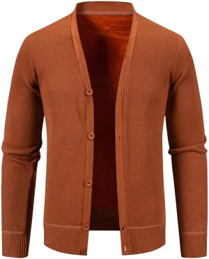 Men Knit Cardigan Sweater Button Down Knit Sweater Stand Collar Long Sleeve Sweater Lightweight V Neck Cardigan