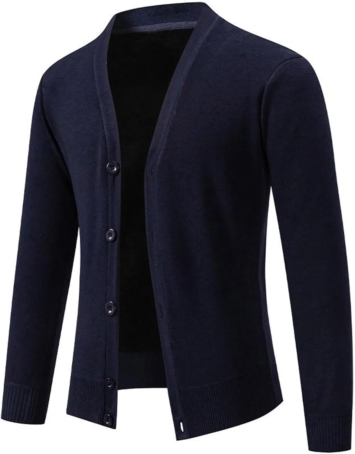 Men Knit Cardigan Sweater Button Down Knit Sweater Stand Collar Long Sleeve Sweater Lightweight V Neck Cardigan