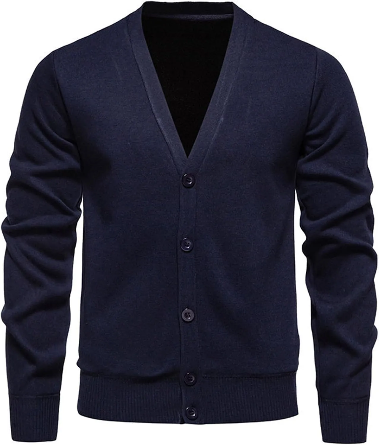 Men Knit Cardigan Sweater Button Down Knit Sweater Stand Collar Long Sleeve Sweater Lightweight V Neck Cardigan