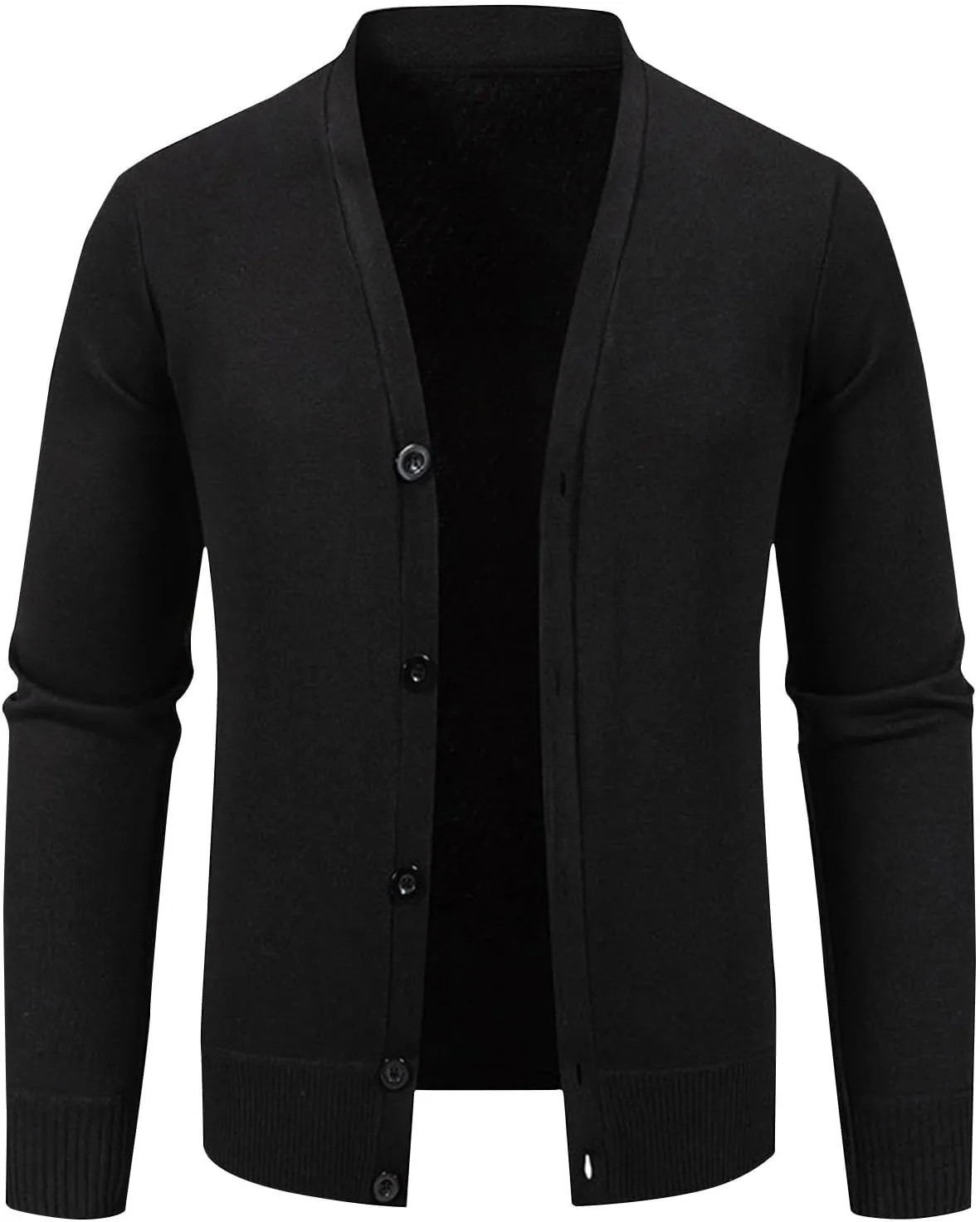 Men Knit Cardigan Sweater Button Down Knit Sweater Stand Collar Long Sleeve Sweater Lightweight V Neck Cardigan