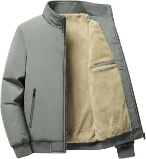 Men Sherpa Lined Winter Coats Faux Fur Plush Button Down Parka Jackets Long Sleeve Zipper Polar Top Warm Top Outwear