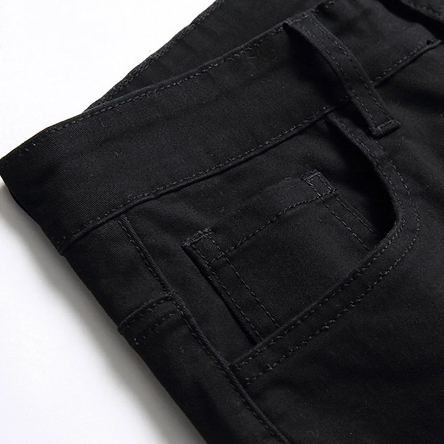 Men Slim Zipper Denim Jeans Pants Straight Leg Plus Size Fashion Pants Flex Waist Jean Jeans for Men Big and Tall