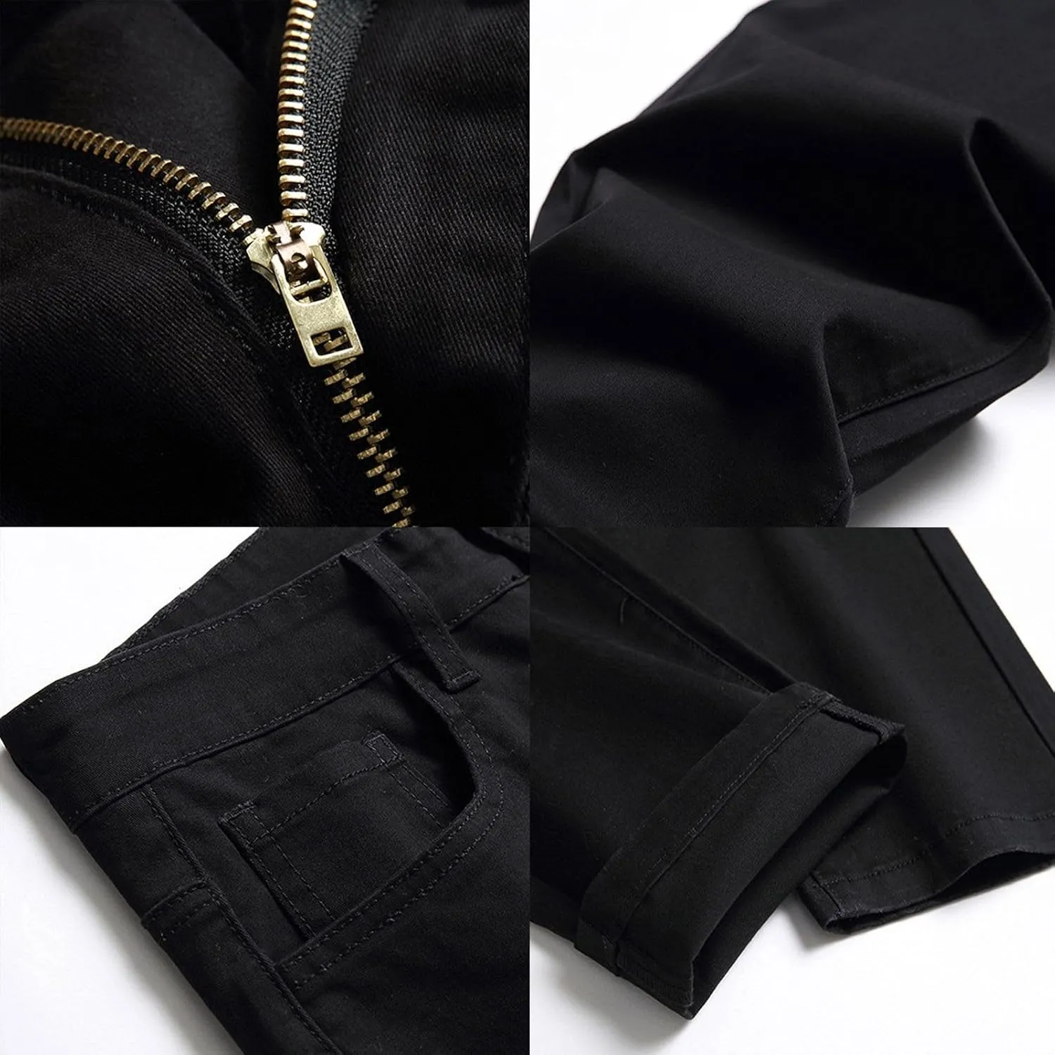 Men Slim Zipper Denim Jeans Pants Straight Leg Plus Size Fashion Pants Flex Waist Jean Jeans for Men Big and Tall