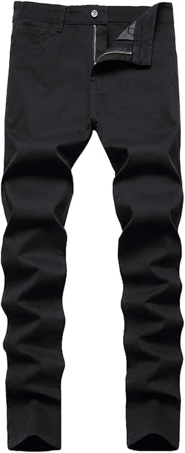 Men Slim Zipper Denim Jeans Pants Straight Leg Plus Size Fashion Pants Flex Waist Jean Jeans for Men Big and Tall