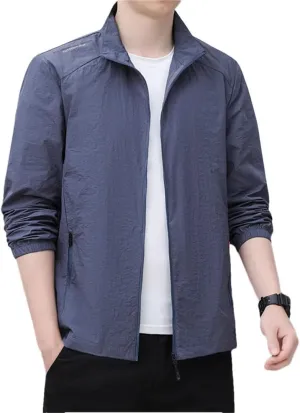 Men Stand Collar Thin Sun Protection Hiking Casual Breathable Sports Jacket Coats