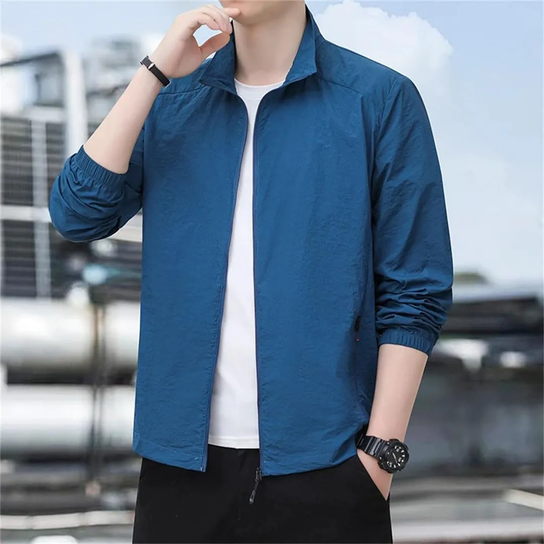 Men Stand Collar Thin Sun Protection Hiking Casual Breathable Sports Jacket Coats