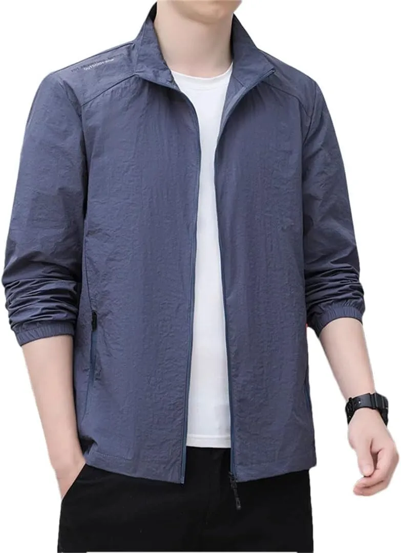 Men Stand Collar Thin Sun Protection Hiking Casual Breathable Sports Jacket Coats