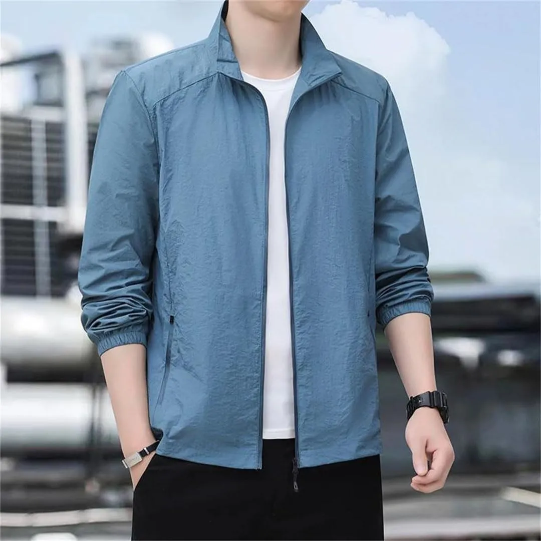 Men Stand Collar Thin Sun Protection Hiking Casual Breathable Sports Jacket Coats