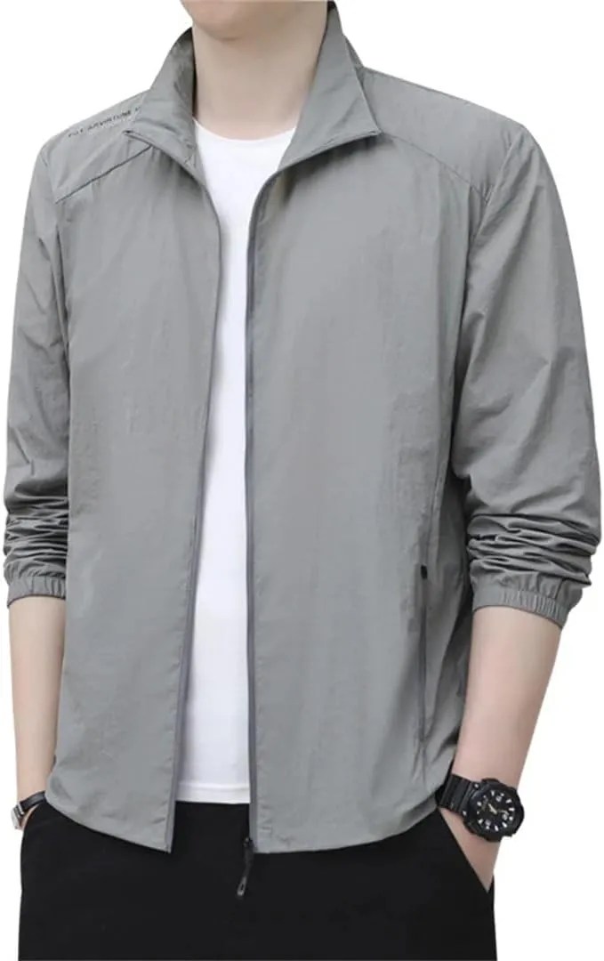 Men Stand Collar Thin Sun Protection Hiking Casual Breathable Sports Jacket Coats