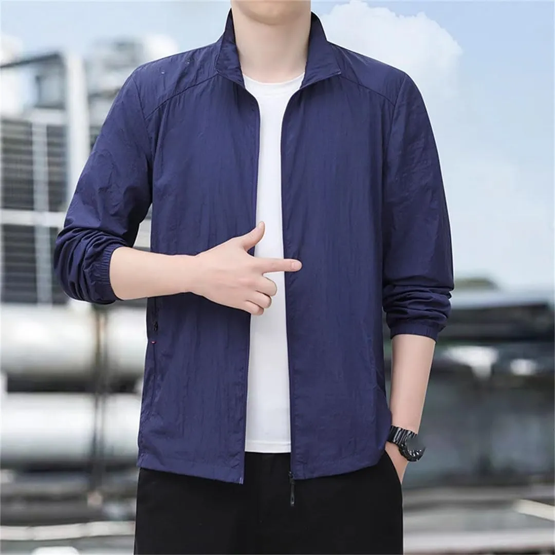 Men Stand Collar Thin Sun Protection Hiking Casual Breathable Sports Jacket Coats