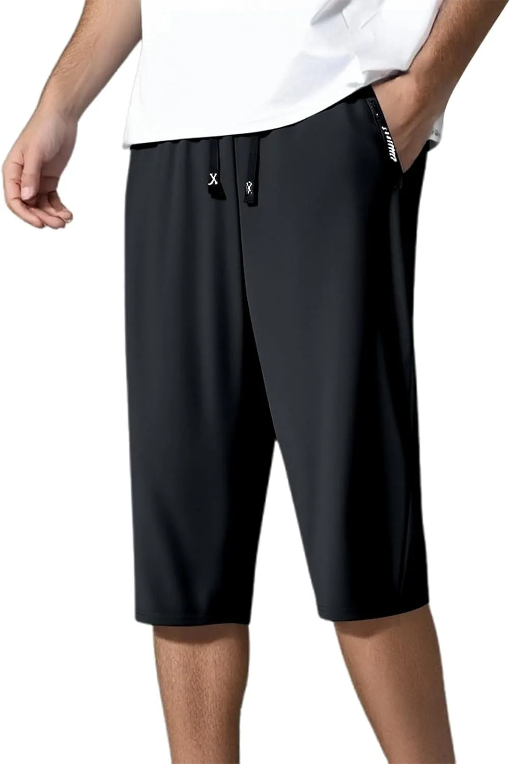 Men's 1/2 Shorts Summer Drawstring Elastic Waist Pockets Casual Leisure Style Sport Clothes Comfy Fashion Trousers