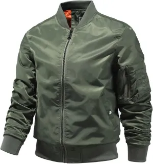 Mens Bomber Jackets Casual Fall Winter Coat Stylish Stand Collar Zip Up Outerwear Casual Track Jacket with Pocket