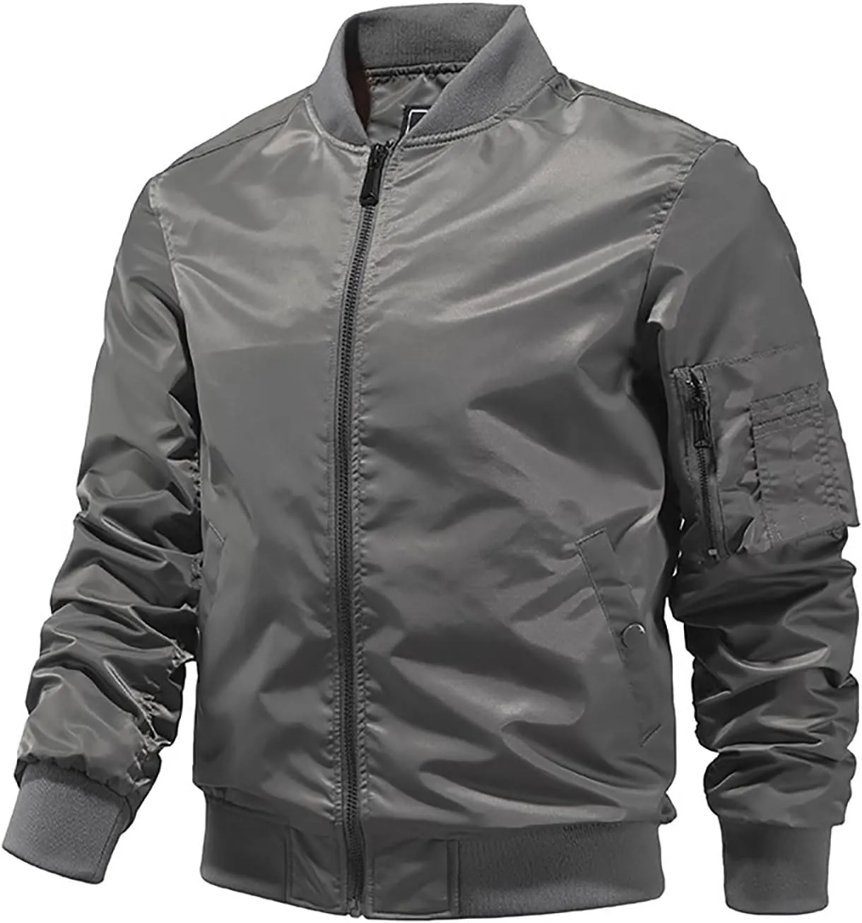 Mens Bomber Jackets Casual Fall Winter Coat Stylish Stand Collar Zip Up Outerwear Casual Track Jacket with Pocket