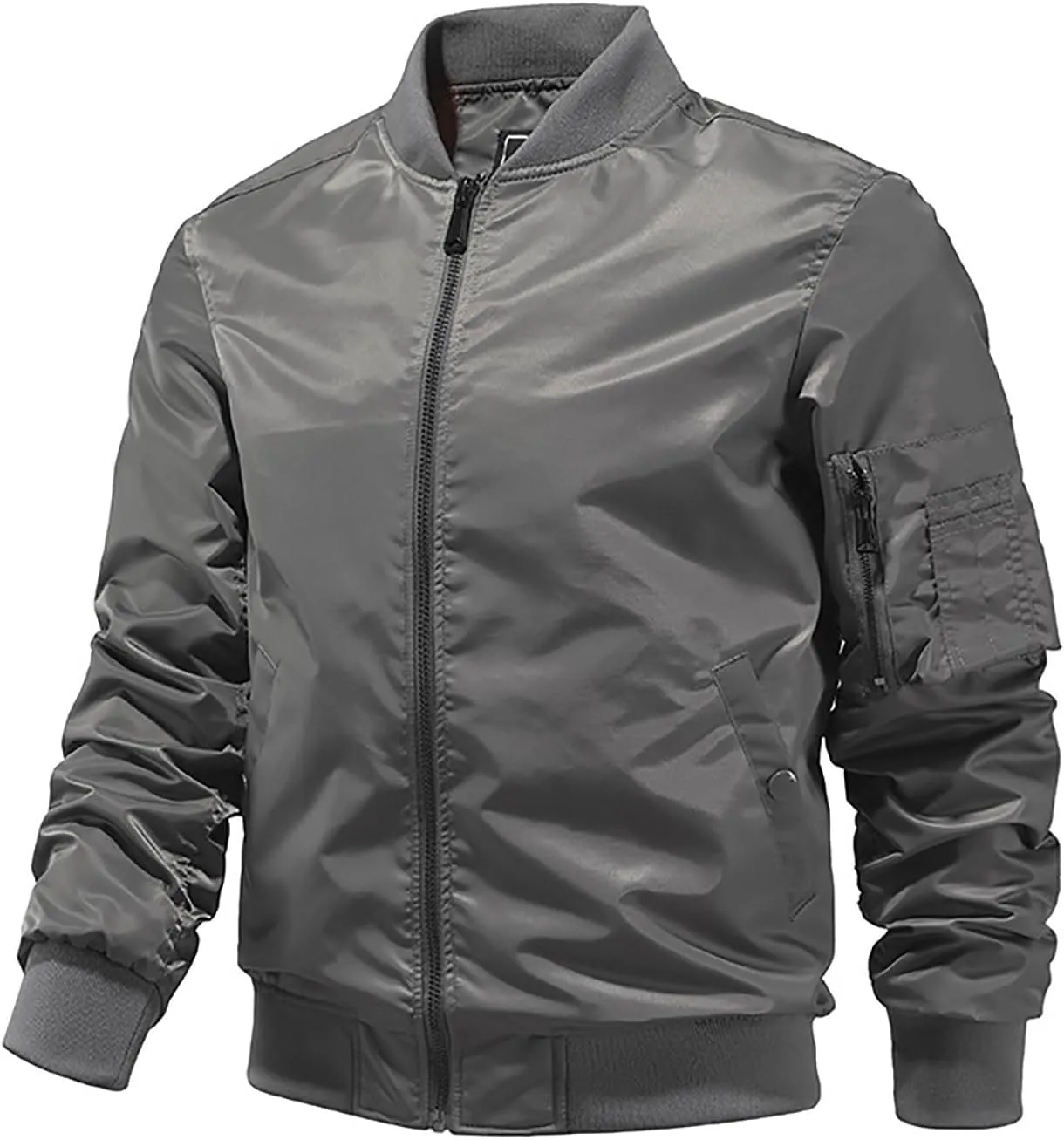 Mens Bomber Jackets Casual Fall Winter Coat Stylish Stand Collar Zip Up Outerwear Casual Track Jacket with Pocket
