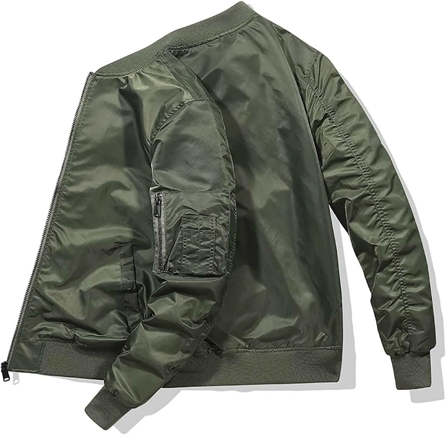 Mens Bomber Jackets Casual Fall Winter Coat Stylish Stand Collar Zip Up Outerwear Casual Track Jacket with Pocket