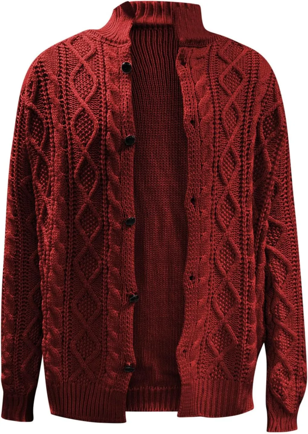 Mens Cable Cardigan Sweater Big and Tall Knit Sweater Winter Sweater Jacket Button Down Open Front Sweater