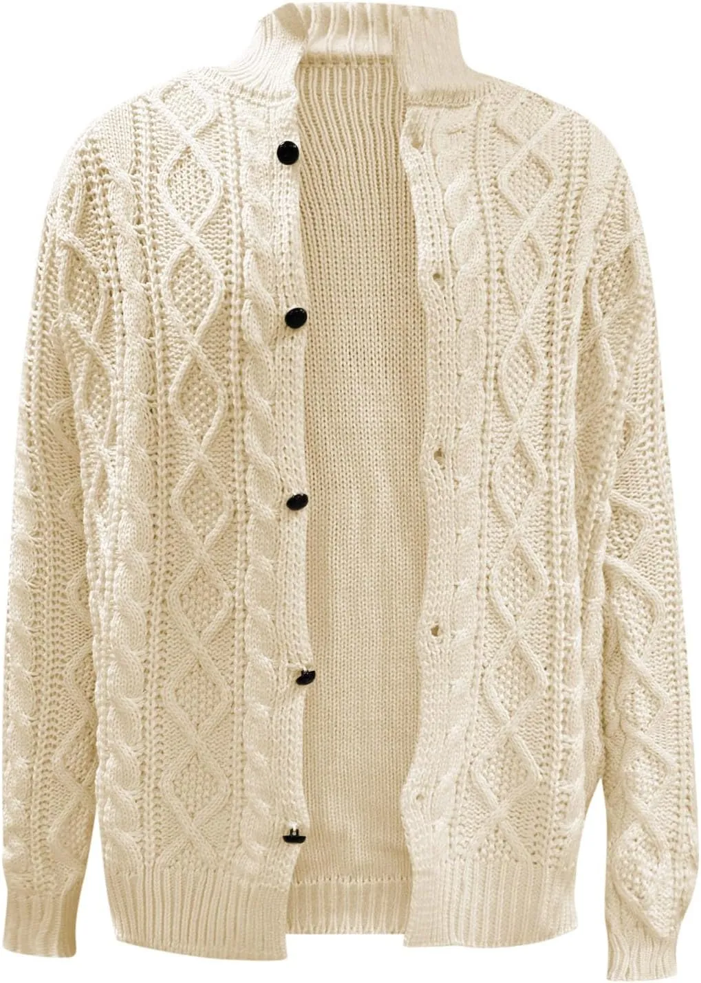 Mens Cable Cardigan Sweater Big and Tall Knit Sweater Winter Sweater Jacket Button Down Open Front Sweater